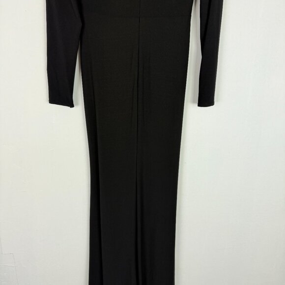 NWT Ieena by Mac Duggal #26514 Plunging Long Sleeve Pearl Keyhole Gown Black 0 - Picture 13 of 16